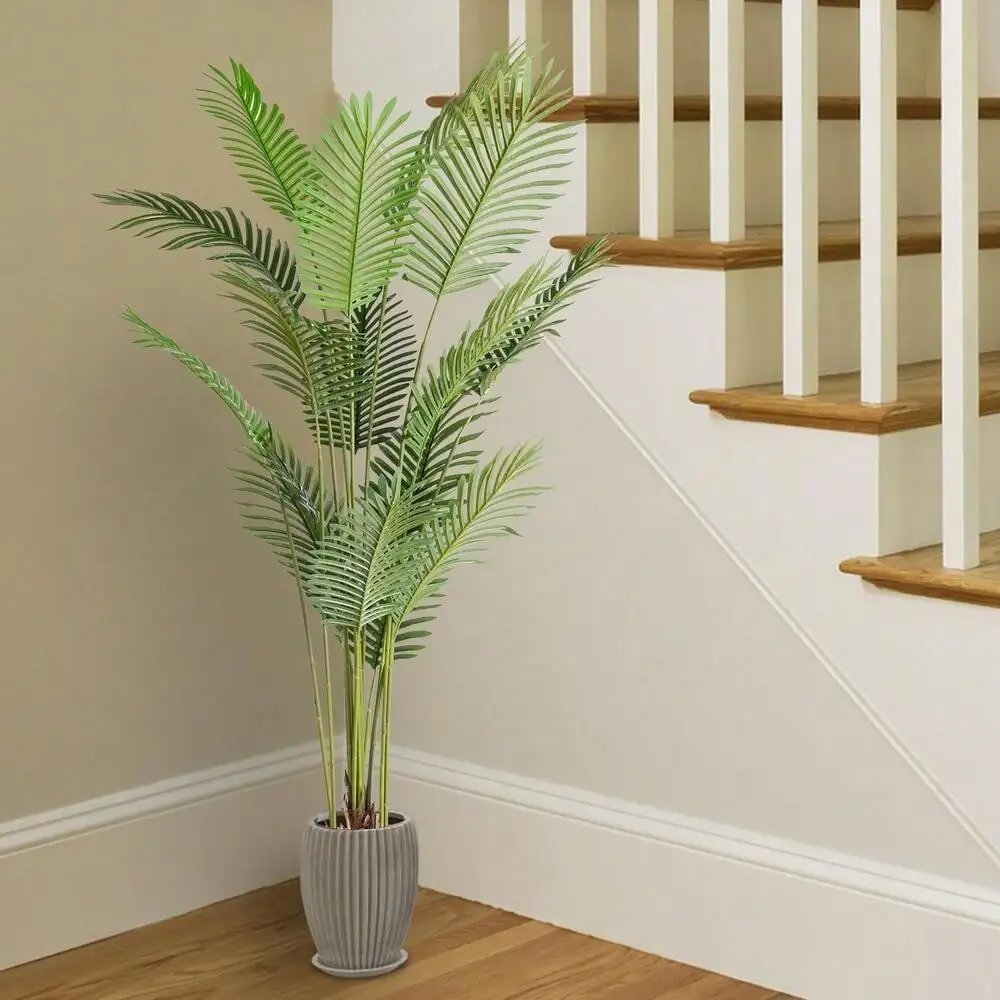 Artificial Palm Tree Potted Plant,For Outdoor, Indoor, Home Office Decoration Potted Leaves