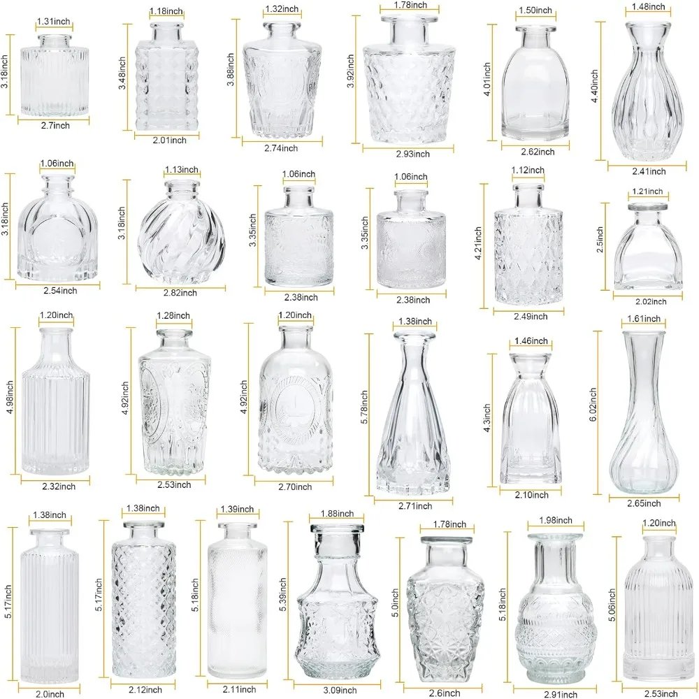 Set of 32 Bud Vases for Flowers, Small Vintage Glass Bottles for Rustic Wedding Centerpieces and Home Decor Set of 32 Bud Vases for Flowers, Small Vintage Glass Bottles for Rustic Wedding Centerpieces and Home Decor