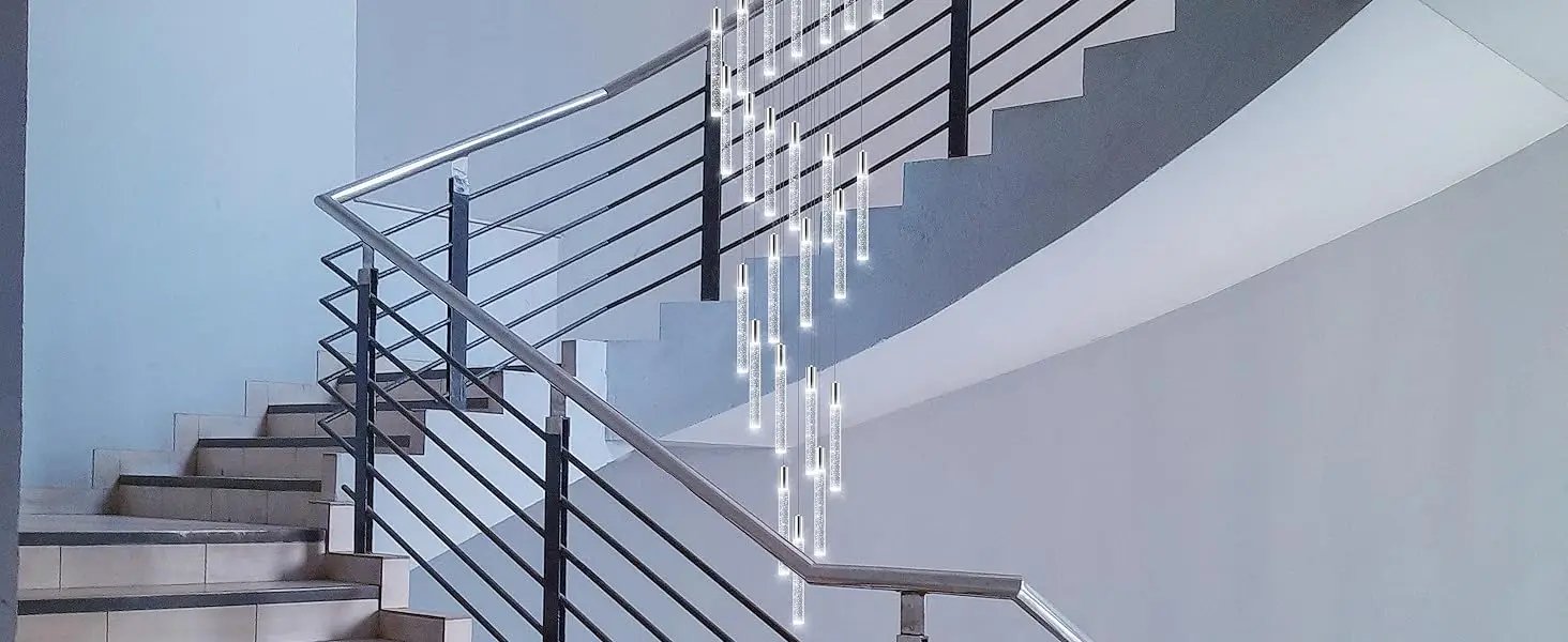 13 Foot High Ceiling Chandelier for Entryway Modern Crystal Lights for Living Room Foyer Flush Mount Sloping