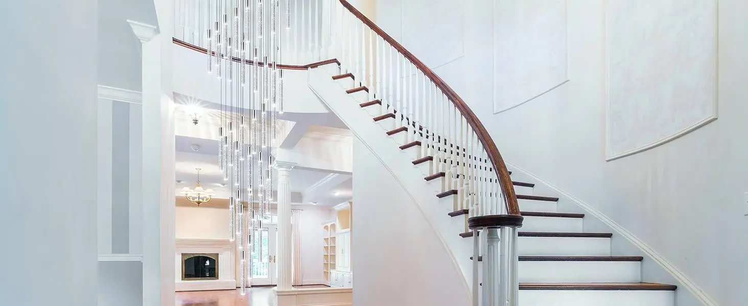 13 Foot High Ceiling Chandelier for Entryway Modern Crystal Lights for Living Room Foyer Flush Mount Sloping