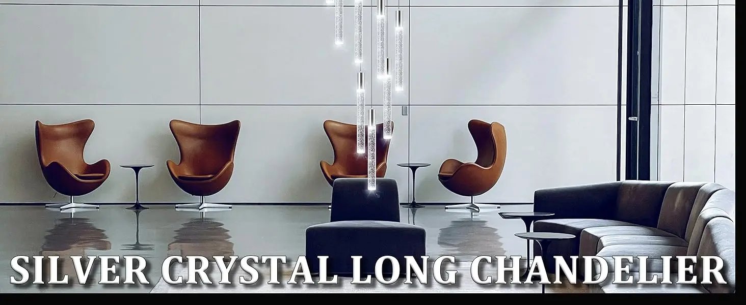 13 Foot High Ceiling Chandelier for Entryway Modern Crystal Lights for Living Room Foyer Flush Mount Sloping