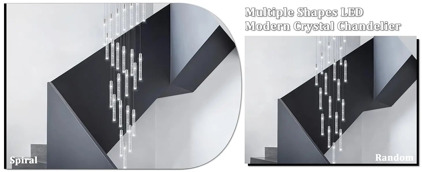 13 Foot High Ceiling Chandelier for Entryway Modern Crystal Lights for Living Room Foyer Flush Mount Sloping