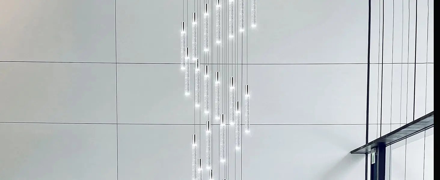 13 Foot High Ceiling Chandelier for Entryway Modern Crystal Lights for Living Room Foyer Flush Mount Sloping