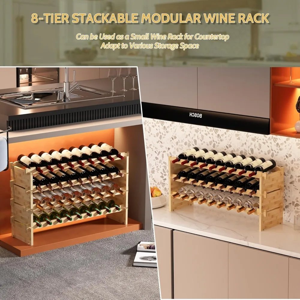 Wine Rack Freestanding Floor,Bamboo 8-Tier 69 Wine Bottle Holder Racks Countertop Cabinet Display,Wooden Wine Shelves