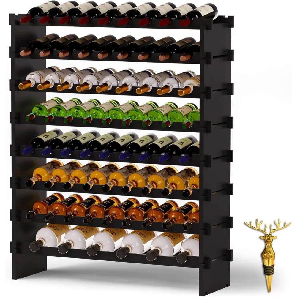 Wine Rack Freestanding Floor,Bamboo 8-Tier 69 Wine Bottle Holder Racks Countertop Cabinet Display,Wooden Wine Shelves