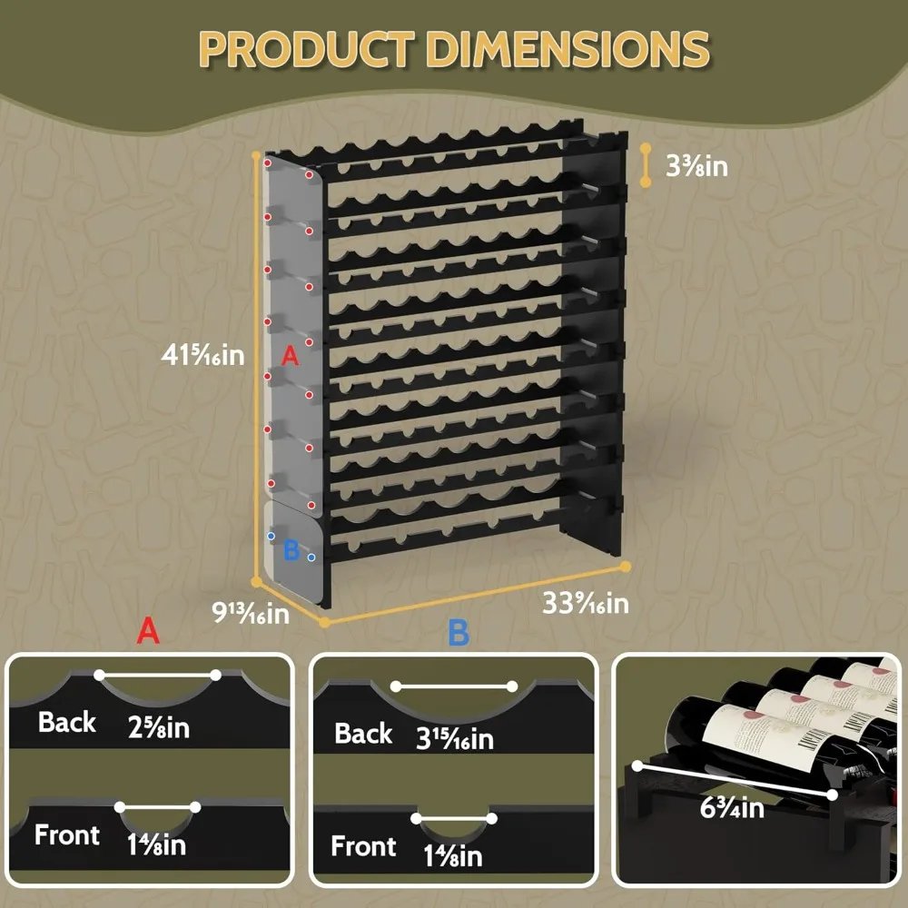 Wine Rack Freestanding Floor,Bamboo 8-Tier 69 Wine Bottle Holder Racks Countertop Cabinet Display,Wooden Wine Shelves