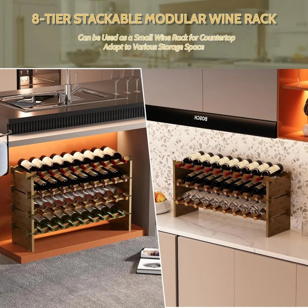 Wine Rack Freestanding Floor,Bamboo 8-Tier 69 Wine Bottle Holder Racks Countertop Cabinet Display,Wooden Wine Shelves