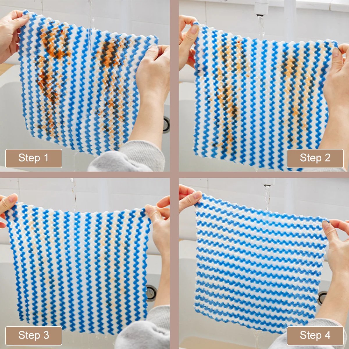 5Pcs Kitchen Dish Cloths Soft Absorbent Dish Rag Reusable Dish Towels Household Washable Cleaning Cloth Housework Clean Towel