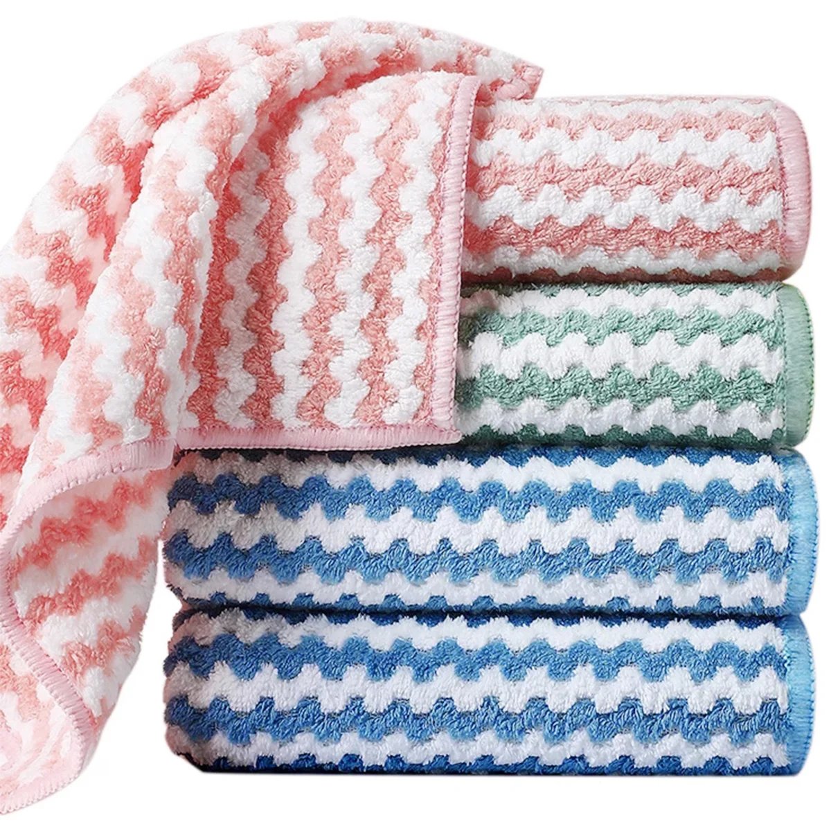 5Pcs Kitchen Dish Cloths Soft Absorbent Dish Rag Reusable Dish Towels Household Washable Cleaning Cloth Housework Clean Towel