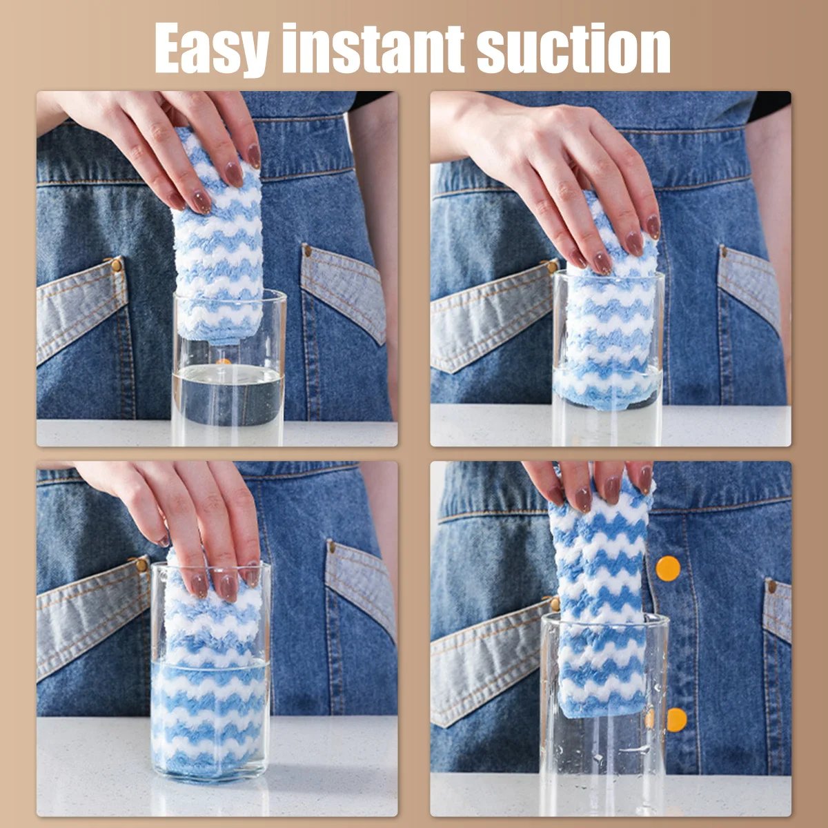 5Pcs Kitchen Dish Cloths Soft Absorbent Dish Rag Reusable Dish Towels Household Washable Cleaning Cloth Housework Clean Towel