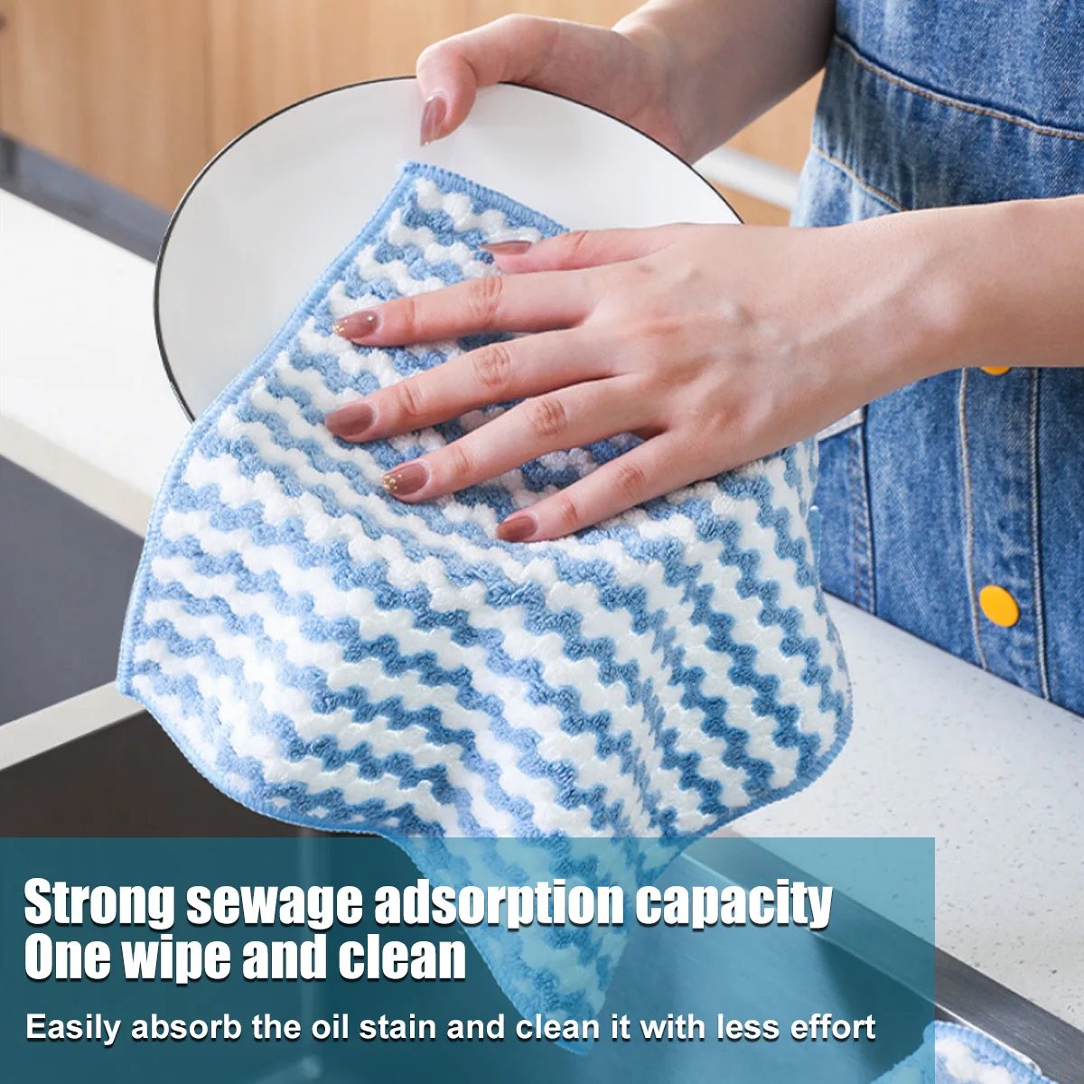 5Pcs Kitchen Dish Cloths Soft Absorbent Dish Rag Reusable Dish Towels Household Washable Cleaning Cloth Housework Clean Towel