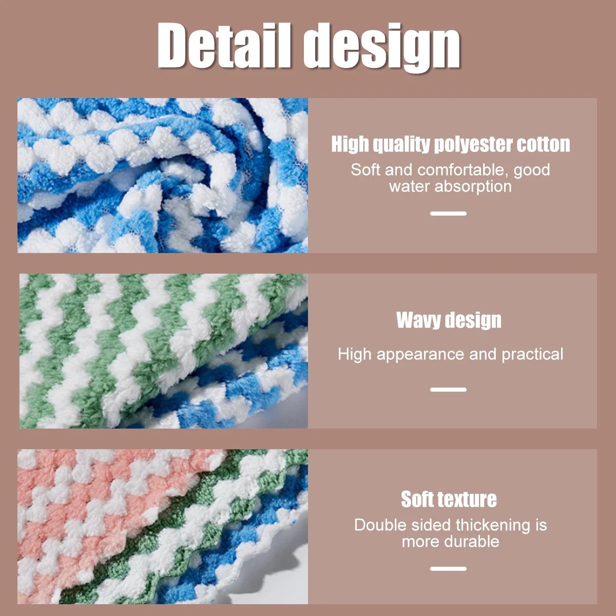 5Pcs Kitchen Dish Cloths Soft Absorbent Dish Rag Reusable Dish Towels Household Washable Cleaning Cloth Housework Clean Towel