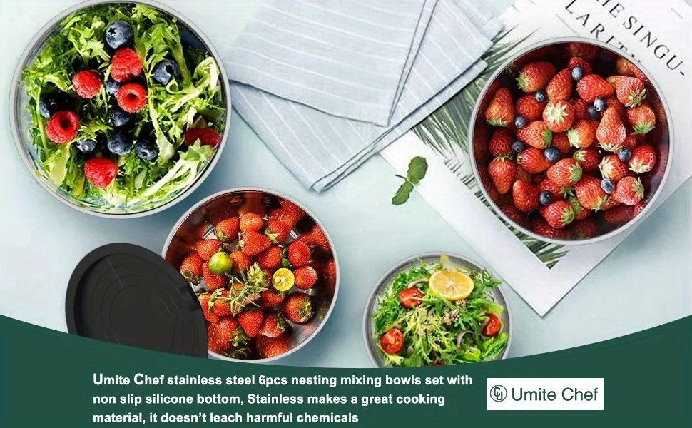 Mixing Bowls with Airtight Lids 6 piece Stainless Steel Metal Nesting Storage Bowls, Non-Slip Bottoms Great for Mixing Serving Mixing Bowls with Airtight Lids 6 piece Stainless Steel Metal Nesting Storage Bowls, Non-Slip Bottoms Great for Mixing Serving