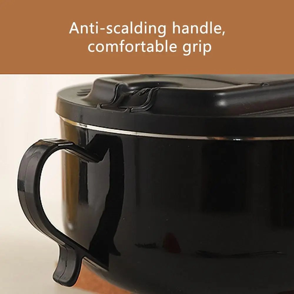 304 stainless steel instant noodle bowl student dormitory Ramen cup lunch box with Lid and folding tableware kitchen accessories