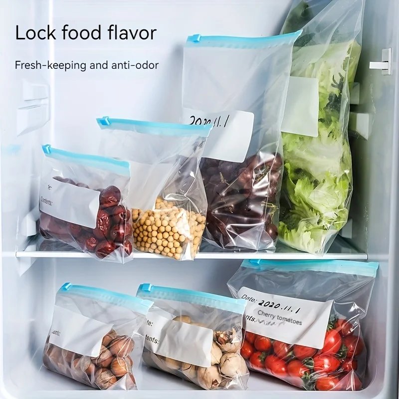 45 Pcs Airtight Food Storage Bags,Zippered Bag Sealed for Fruit, Grain, Vegetable, and Meat  Fresh-Keeping Storage,3 Size