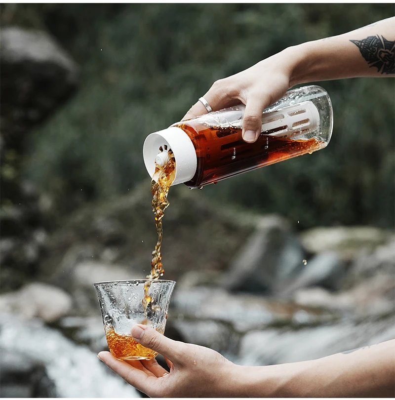 MHW-3BOMBER Cold Brew Coffee Maker Ice 600ml Cold Coffee Brewer Portable Coffee Pot Detachable Filter Element Home Camping Tools