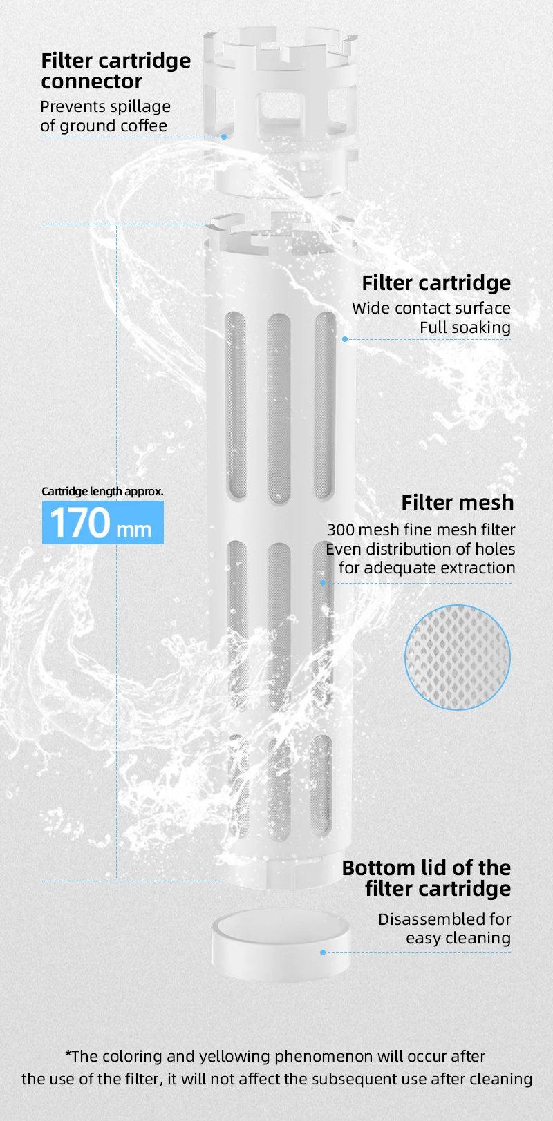 MHW-3BOMBER Cold Brew Coffee Maker Ice 600ml Cold Coffee Brewer Portable Coffee Pot Detachable Filter Element Home Camping Tools