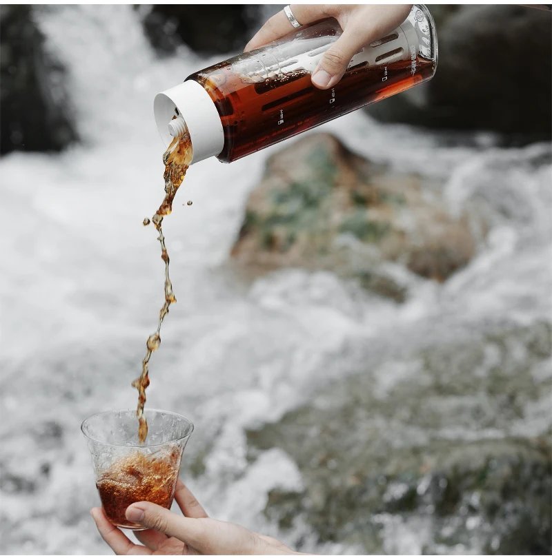 MHW-3BOMBER Cold Brew Coffee Maker Ice 600ml Cold Coffee Brewer Portable Coffee Pot Detachable Filter Element Home Camping Tools