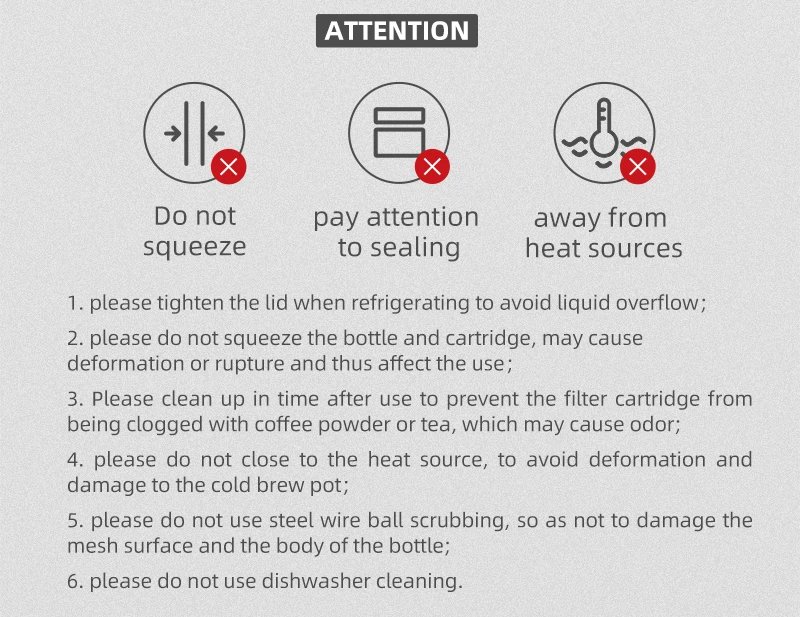 MHW-3BOMBER Cold Brew Coffee Maker Ice 600ml Cold Coffee Brewer Portable Coffee Pot Detachable Filter Element Home Camping Tools