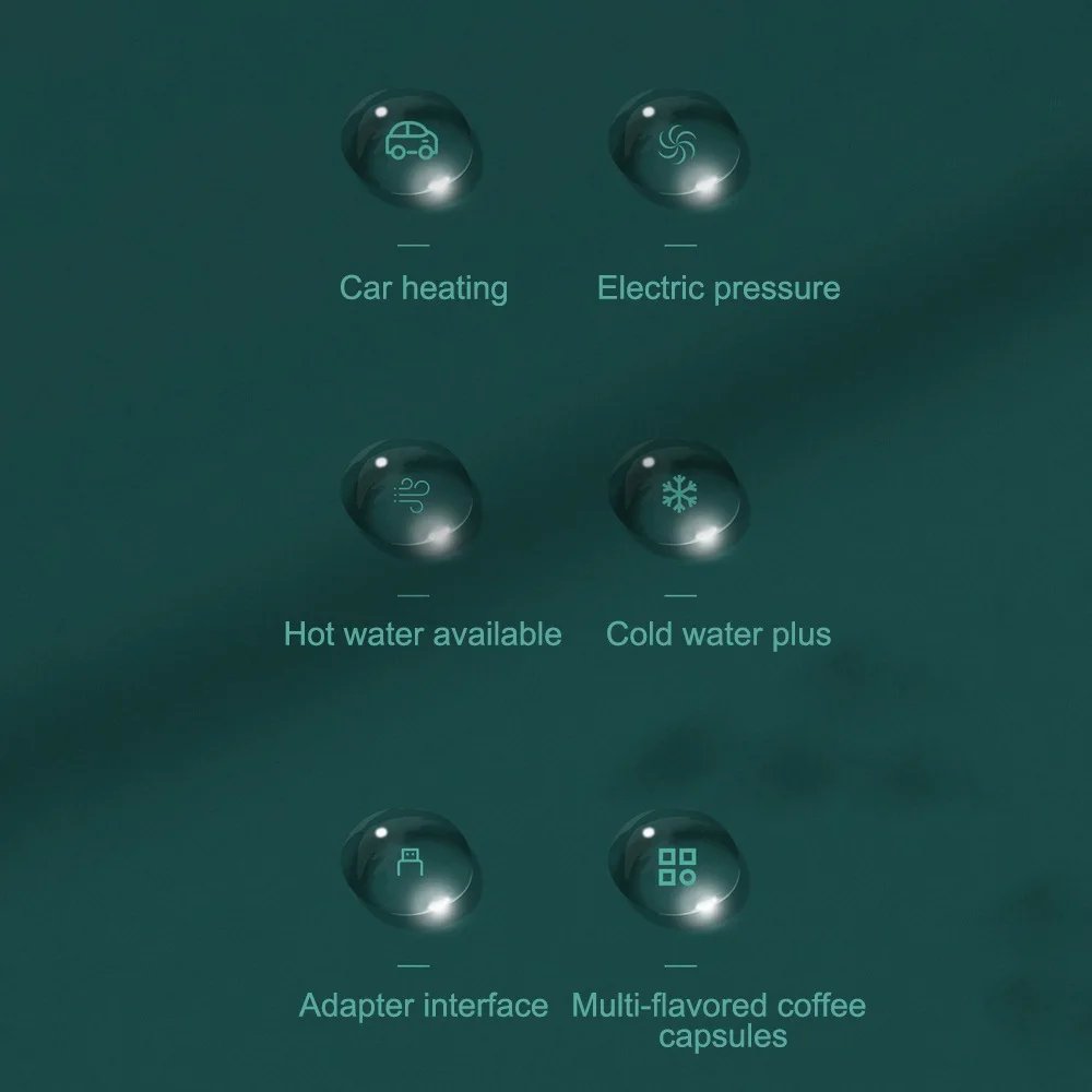 Portable Coffee Maker Heating Rechargeable 12V Car Coffee Capsules Coffee Cold Brew Espresso Maker  Travel Camping Hiking