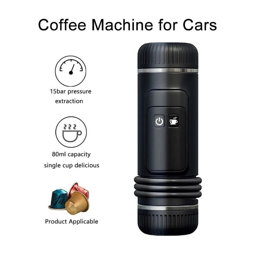 Portable Coffee Maker Heating Rechargeable 12V Car Coffee Capsules Coffee Cold Brew Espresso Maker  Travel Camping Hiking