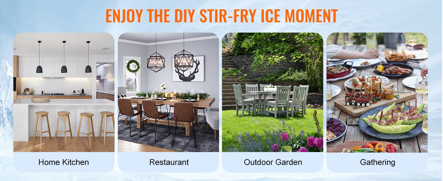 VEVOR Fried Ice Cream Roll Machin Stainless Steel Rolled Ice Cream Maker with Compressor for Making Ice Cream Frozen Yogurt, Ice