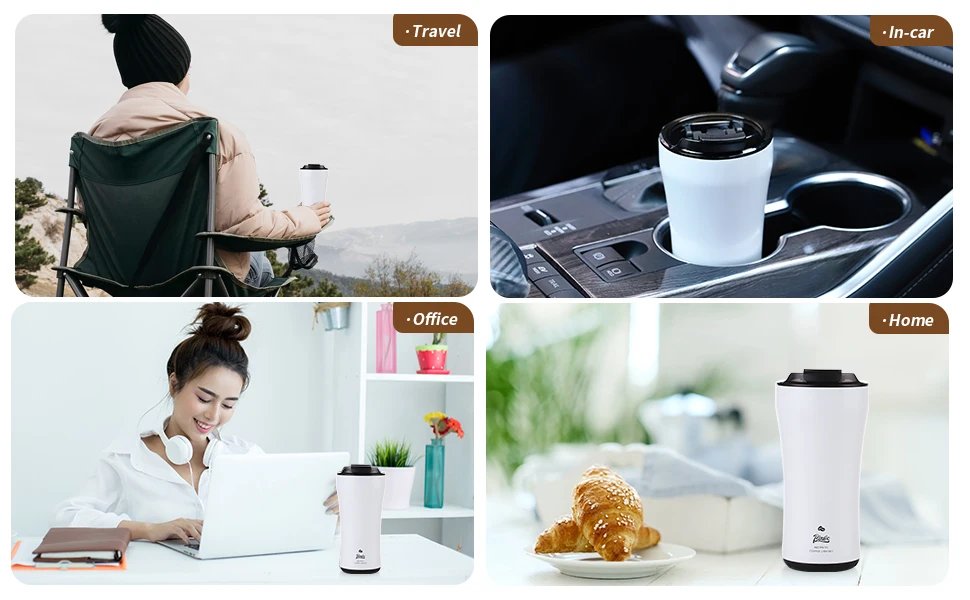 Bincoo 316 Stainless Steel Insulated Coffee Travel Mug 12.8oz,Leak-proof VacuumTravel Coffee Tea Tumbler Keeps Drinks Hot/Cold