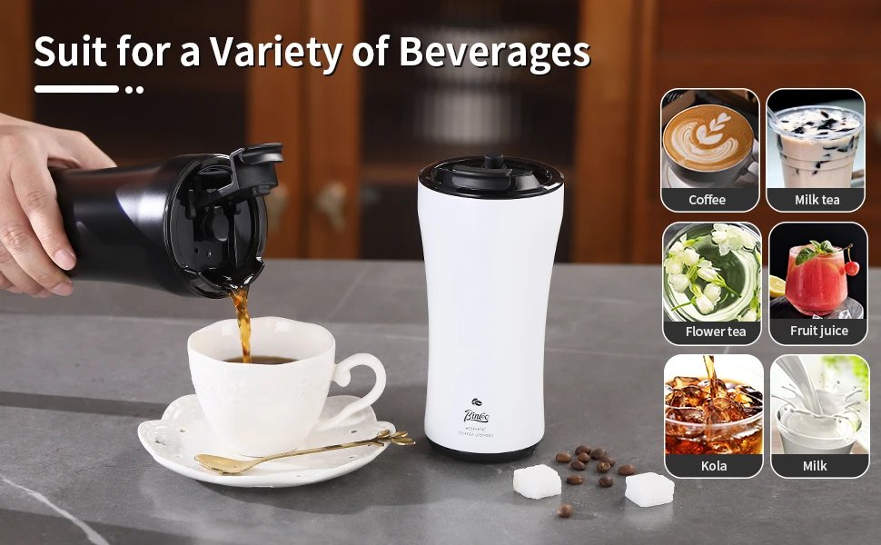 Bincoo 316 Stainless Steel Insulated Coffee Travel Mug 12.8oz,Leak-proof VacuumTravel Coffee Tea Tumbler Keeps Drinks Hot/Cold