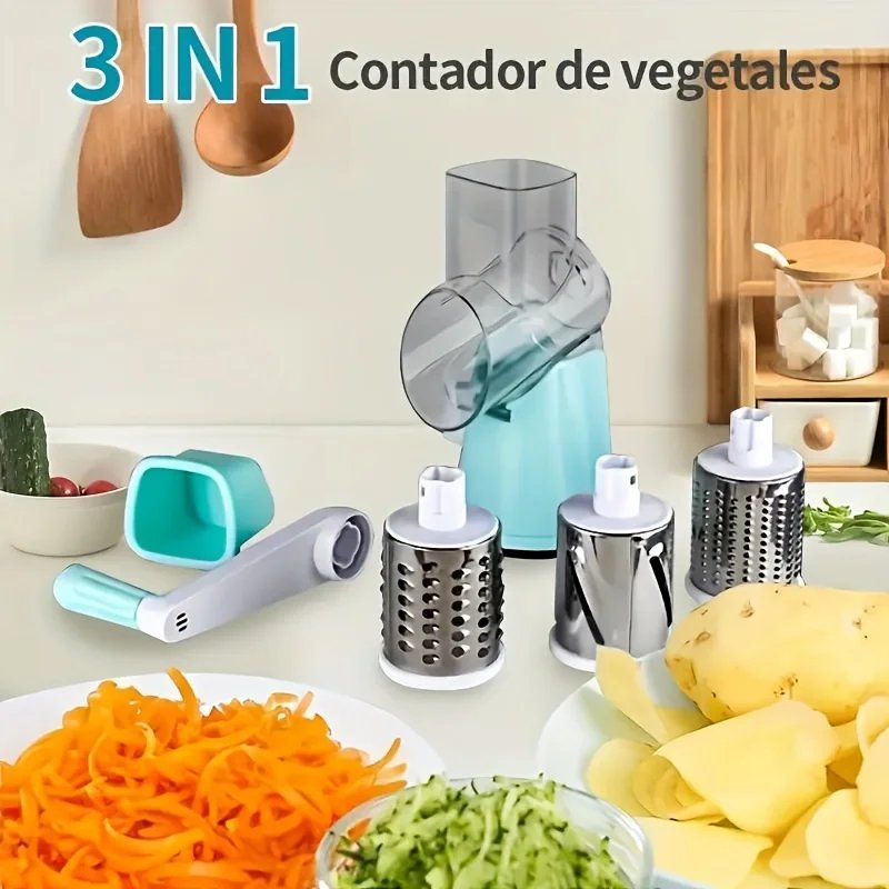 1pc Highly efficient and versatile Vegetable and Fruit Slicer Grater - benchtop drum cutter with drum design for fast, even shre
