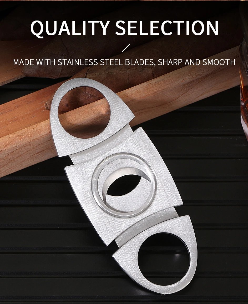 GALINER Tobacco Cutting Guillotine Cigar Cutter Knife Metal Scissors Cigar Accessories Stainless Steel Cut