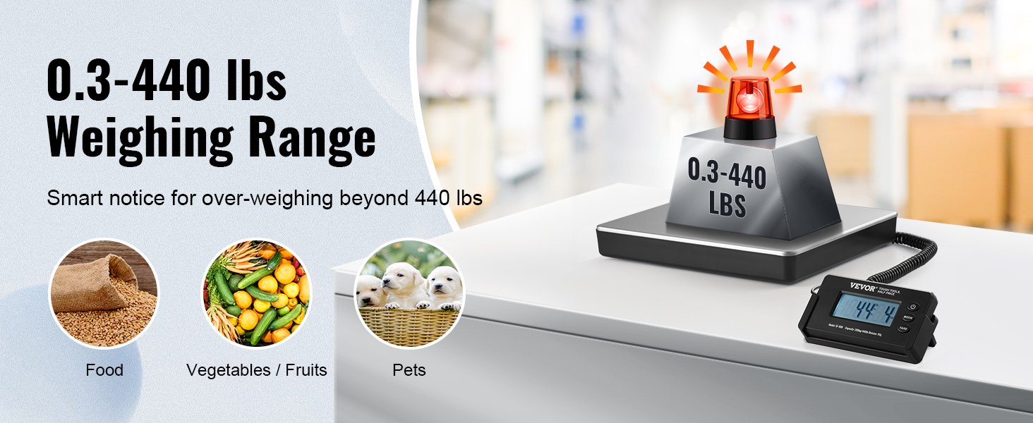 VEVOR 440lbs Digital Shipping Scale with Timer Tare Function HD LCD Screen Portable Package Postal Scale for Home Post Office VEVOR 440lbs Digital Shipping Scale with Timer Tare Function HD LCD Screen Portable Package Postal Scale for Home Post Office