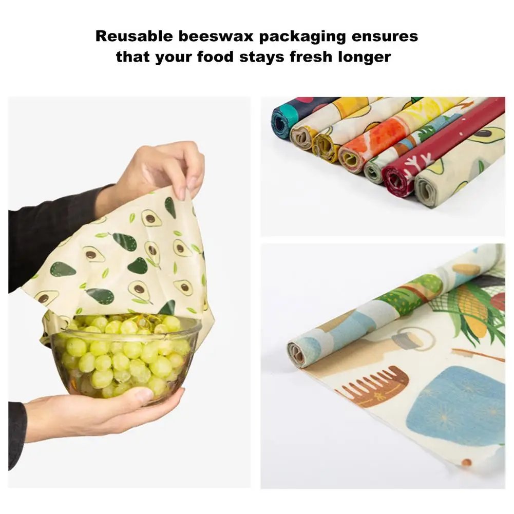 Beeswax Wrap Reusable Natural Food Grade Preservative Cloth Organic Cotton Eco Friendly Sustainable For Kitchen Food Storage
