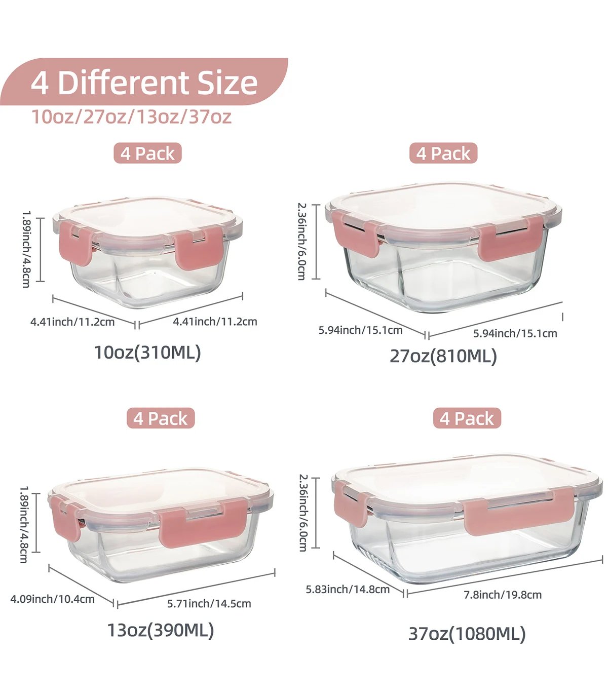 16-Piece Glass Food Storage Containers Set, Leakproof Airtight BPA-Free, Microwave & Oven Safe, Stackable Kitchen Organizers wit