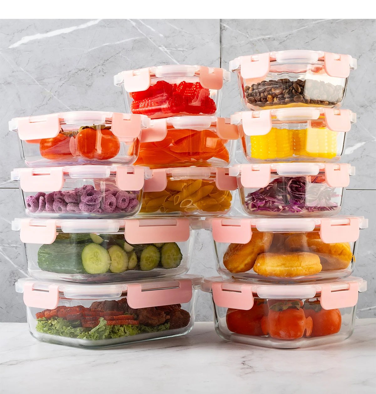 16-Piece Glass Food Storage Containers Set, Leakproof Airtight BPA-Free, Microwave & Oven Safe, Stackable Kitchen Organizers wit