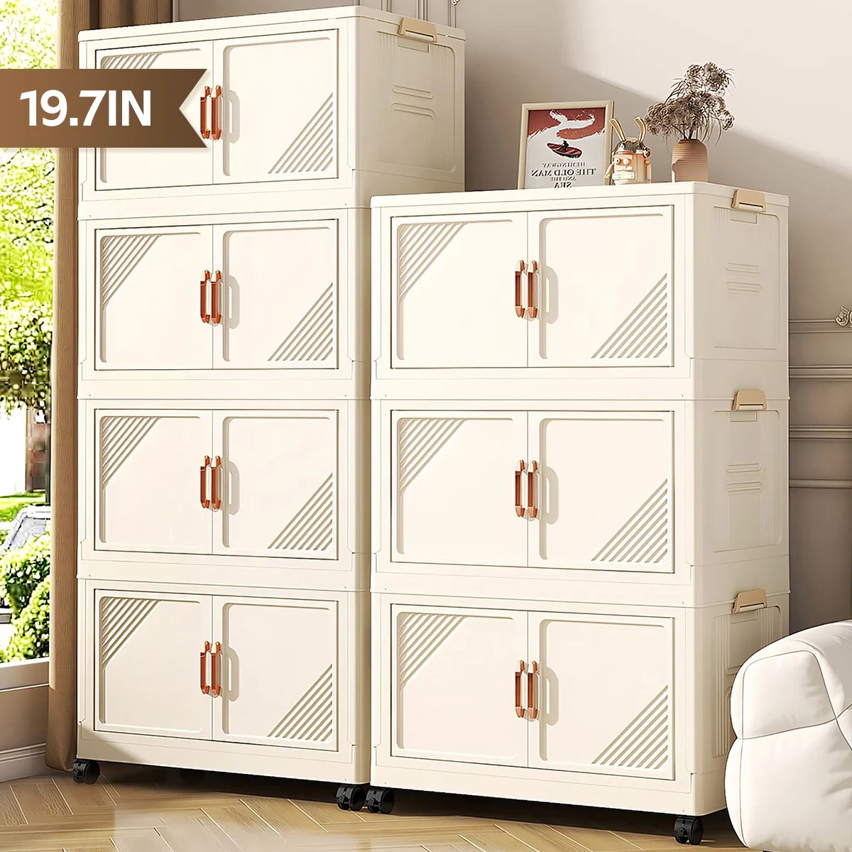 1pc 3/4 Large Capacity Stackable Foldable Storage Bins with Lids - Sturdy Stackable Closet Craft Organizers for Bedroom, Study