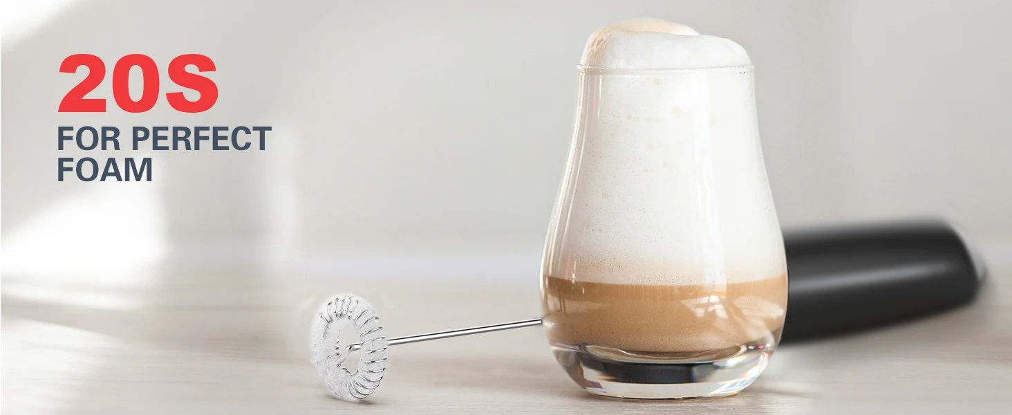 Milk Frother Handheld Electric Foam Maker Frother Wand, Whisk Drink Mixer & Foamer for Coffee Latte Matcha Hot Chocolate