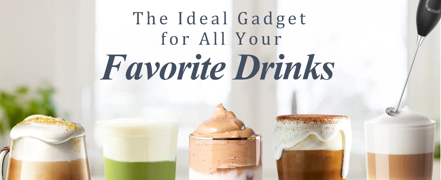 Milk Frother Handheld Electric Foam Maker Frother Wand, Whisk Drink Mixer & Foamer for Coffee Latte Matcha Hot Chocolate