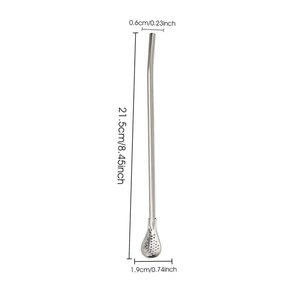 Stainless Steel Tea Drinking Straws Spoon Tea Filter Stirrer Reusable Coffee Cocktail Straw Spoon set Kitchen Bar Accessories
