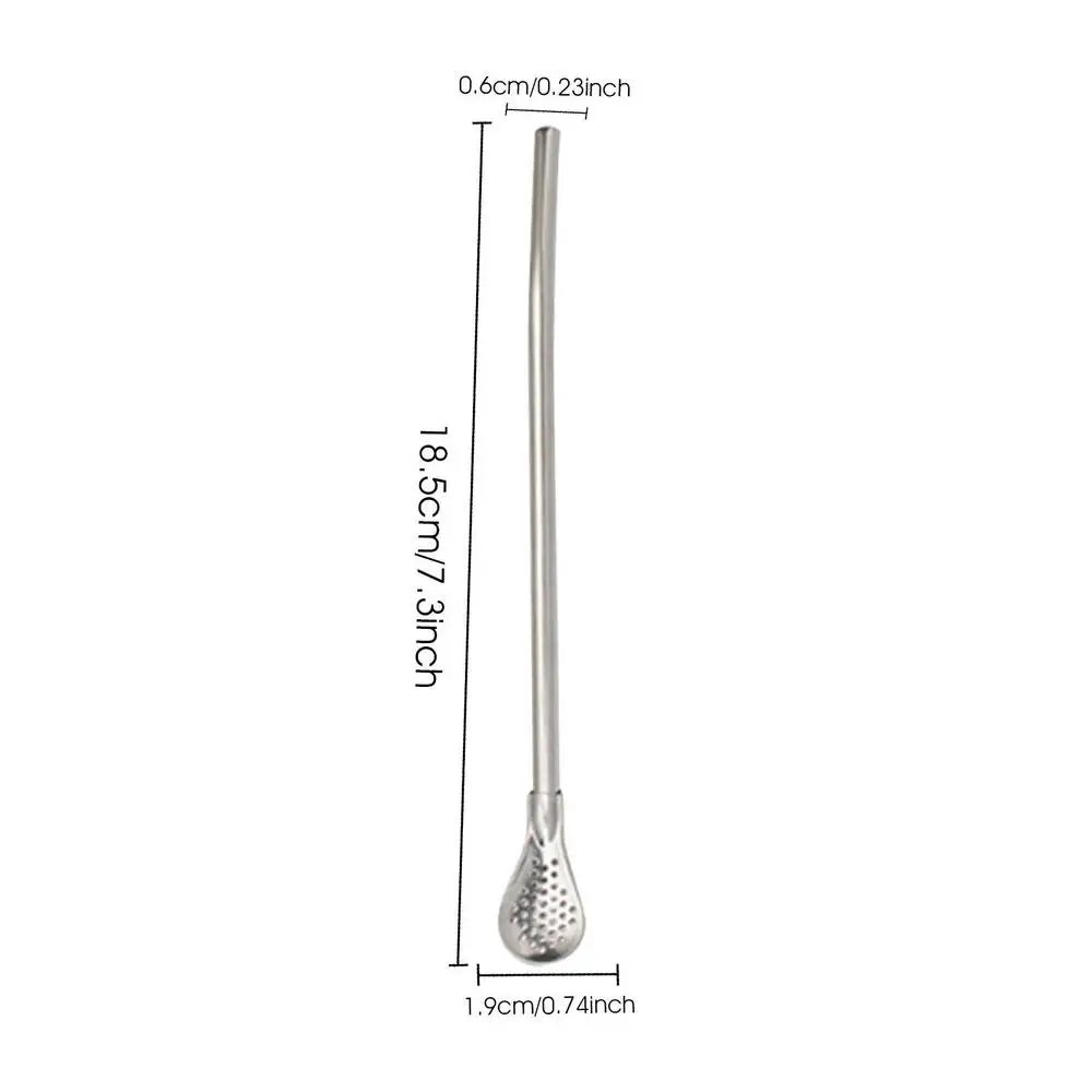 Stainless Steel Tea Drinking Straws Spoon Tea Filter Stirrer Reusable Coffee Cocktail Straw Spoon set Kitchen Bar Accessories