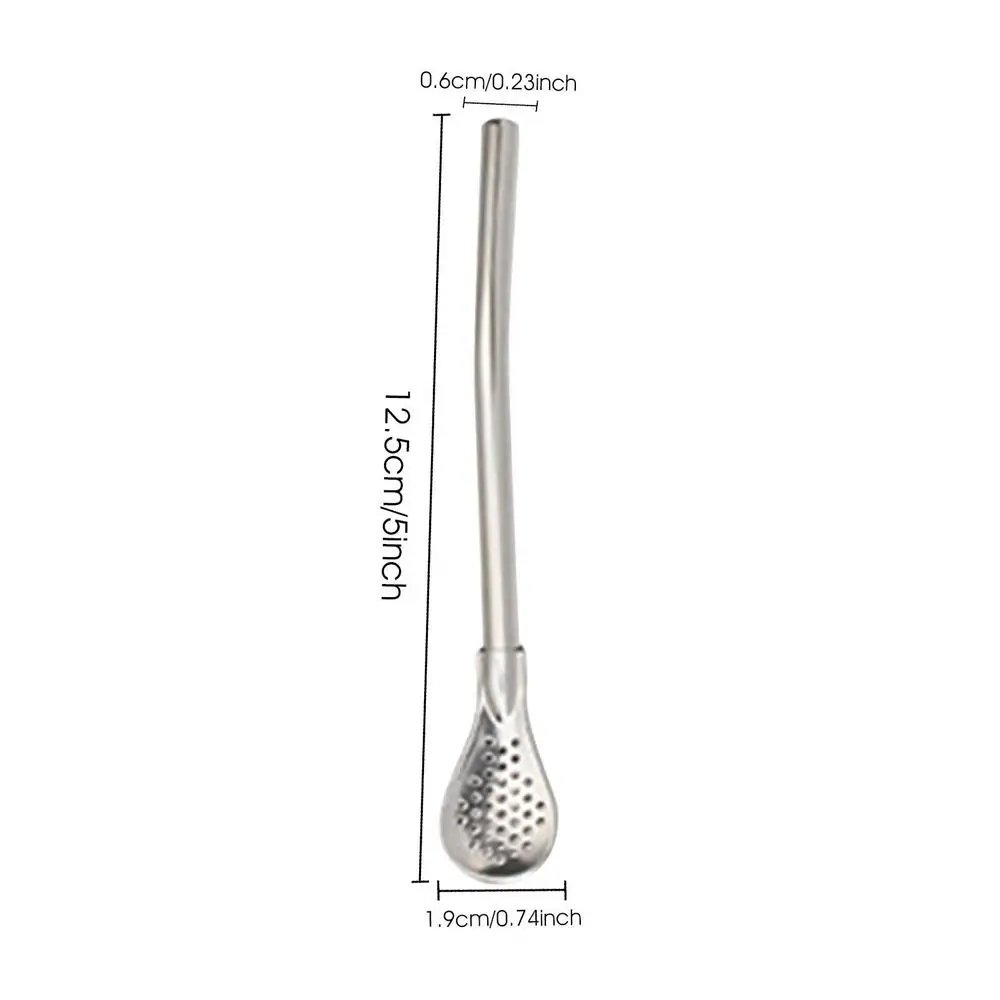 Stainless Steel Tea Drinking Straws Spoon Tea Filter Stirrer Reusable Coffee Cocktail Straw Spoon set Kitchen Bar Accessories