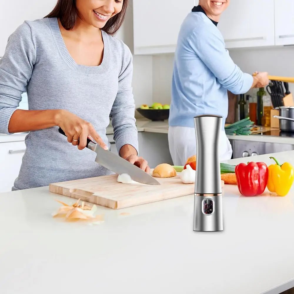 Electric Salt and Pepper Grinder Battery Powered Kitchen Gadget Grinding Bottle with Adjustable Coarseness for Rock Salt Pepper Electric Salt and Pepper Grinder Battery Powered Kitchen Gadget Grinding Bottle with Adjustable Coarseness for Rock Salt Pepper