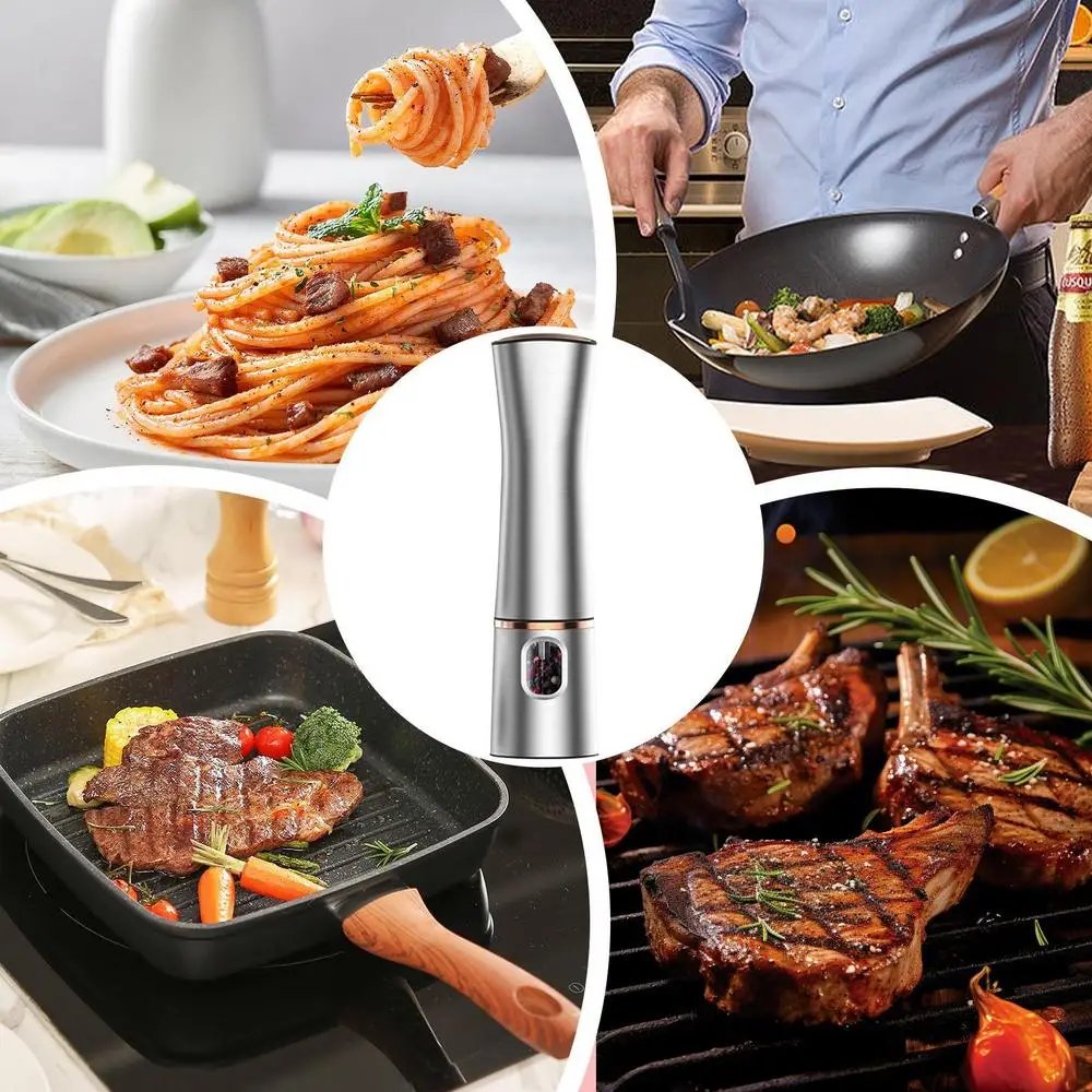 Electric Salt and Pepper Grinder Battery Powered Kitchen Gadget Grinding Bottle with Adjustable Coarseness for Rock Salt Pepper Electric Salt and Pepper Grinder Battery Powered Kitchen Gadget Grinding Bottle with Adjustable Coarseness for Rock Salt Pepper