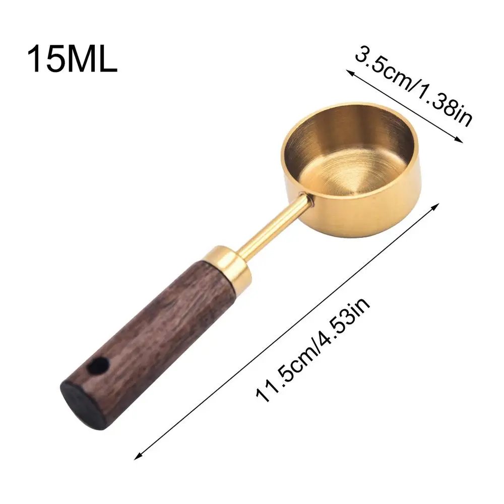 15ml Stainless Steel Measure Spoon Flat Bottom Hangable Measuring Cup Rustproof with Wood Handle Kitchen Coffee Measure Tools 15ml Stainless Steel Measure Spoon Flat Bottom Hangable Measuring Cup Rustproof with Wood Handle Kitchen Coffee Measure Tools
