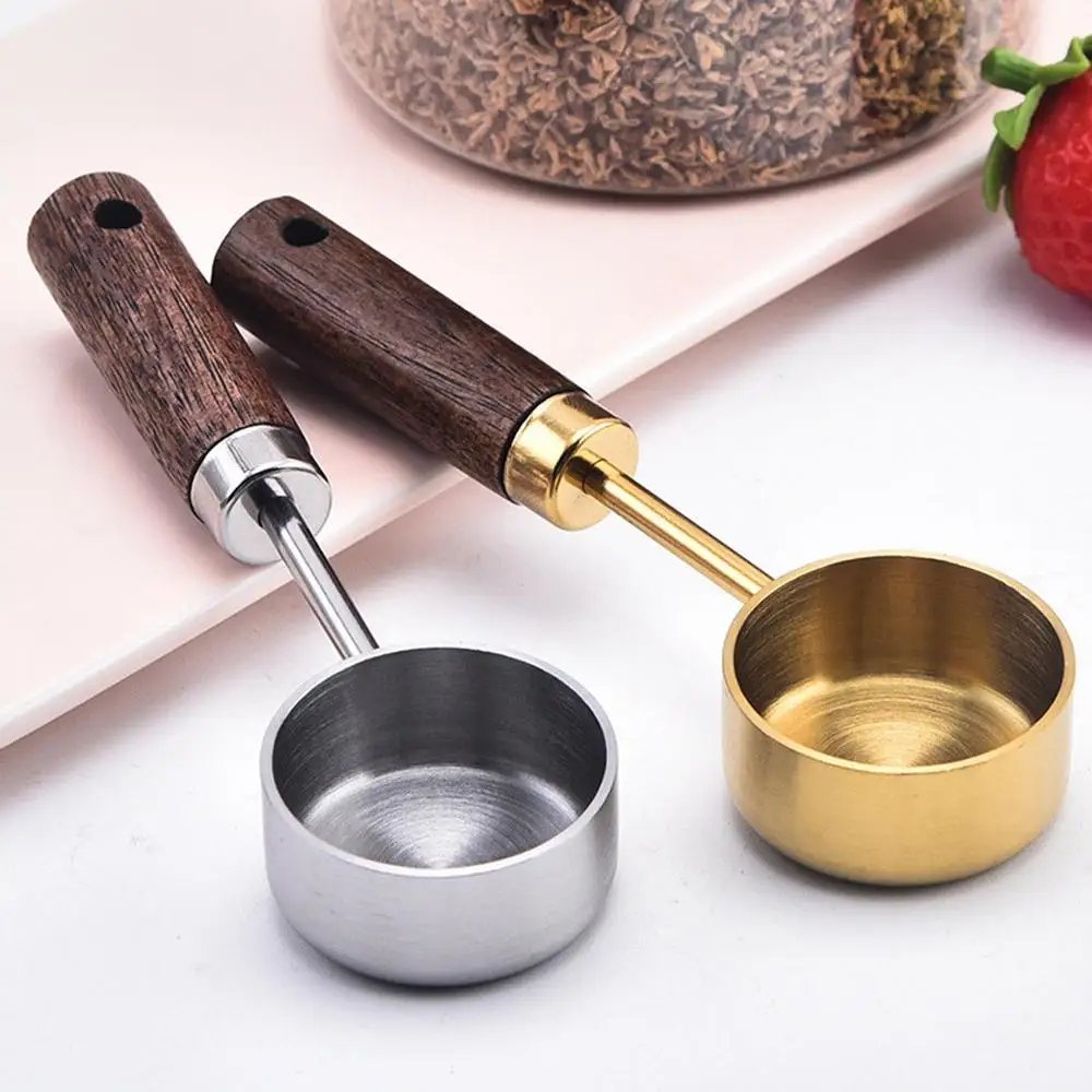 15ml Stainless Steel Measure Spoon Flat Bottom Hangable Measuring Cup Rustproof with Wood Handle Kitchen Coffee Measure Tools 15ml Stainless Steel Measure Spoon Flat Bottom Hangable Measuring Cup Rustproof with Wood Handle Kitchen Coffee Measure Tools