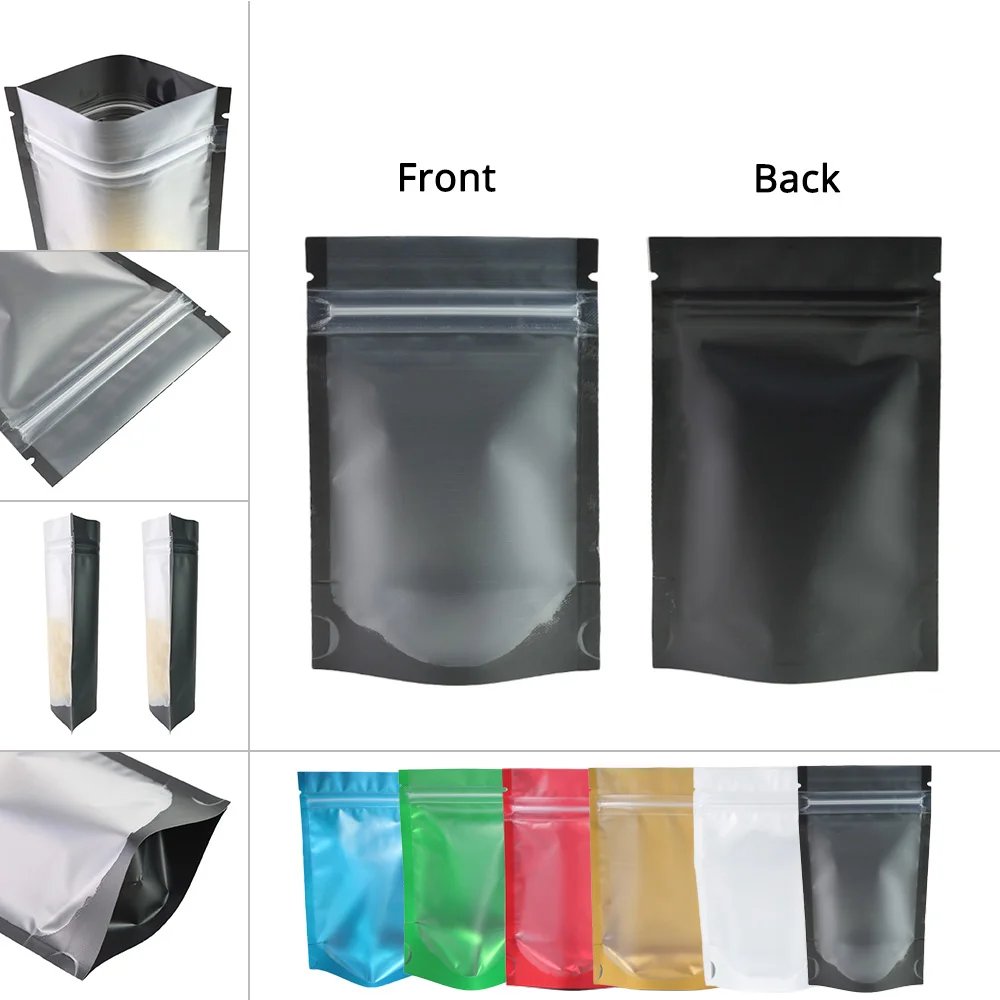 Matte Black Clear Front Zip Lock Stand Up Pouches, Coffee Bean Packaging, Kitchen Storage Bag, Eco-friendly Food Pouch, 100Pcs Matte Black Clear Front Zip Lock Stand Up Pouches, Coffee Bean Packaging, Kitchen Storage Bag, Eco-friendly Food Pouch, 100Pcs