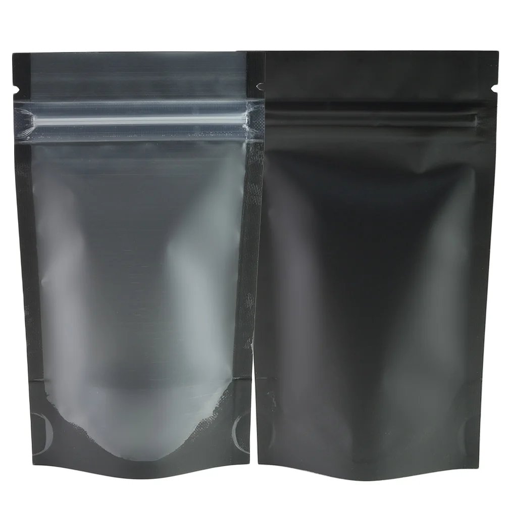 Matte Black Clear Front Zip Lock Stand Up Pouches, Coffee Bean Packaging, Kitchen Storage Bag, Eco-friendly Food Pouch, 100Pcs Matte Black Clear Front Zip Lock Stand Up Pouches, Coffee Bean Packaging, Kitchen Storage Bag, Eco-friendly Food Pouch, 100Pcs