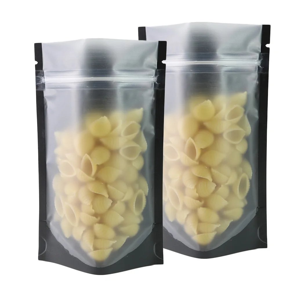 Matte Black Clear Front Zip Lock Stand Up Pouches, Coffee Bean Packaging, Kitchen Storage Bag, Eco-friendly Food Pouch, 100Pcs Matte Black Clear Front Zip Lock Stand Up Pouches, Coffee Bean Packaging, Kitchen Storage Bag, Eco-friendly Food Pouch, 100Pcs