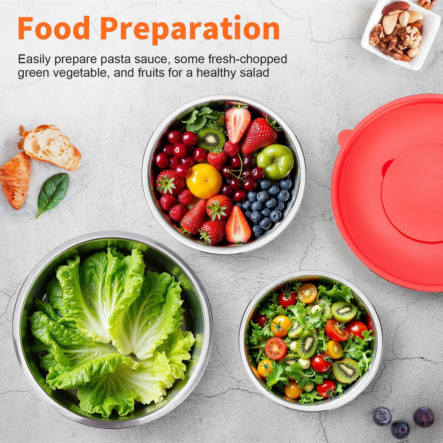 29-Piece Stainless Steel Mixing Bowl Set - Various Sizes Premium Kitchen Essentials for Mixing and Serving - Non-Slip