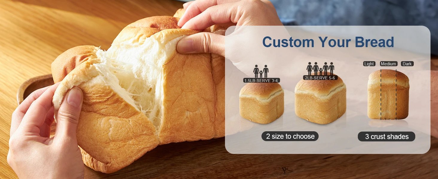 Neretva 20-IN-1 Bread Maker, Dual Heater 2LB Bread Machine BPA-Free Material & Nonstick Ceramic Pan Compact Bread Maker Machines