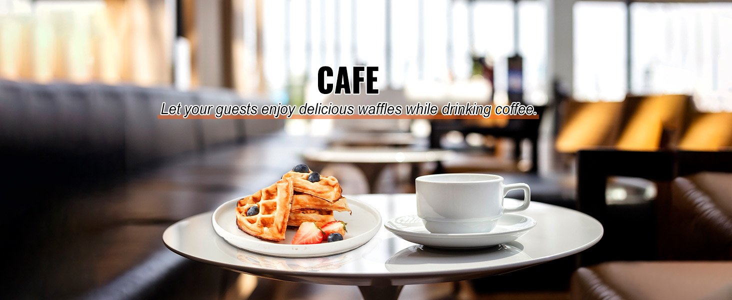 VEVOR Electric Waffle Maker Round Waffle Iron Non-Stick Waffle Baker Machine Teflon-Coated Baking Pans Stainless Steel Gaufriers